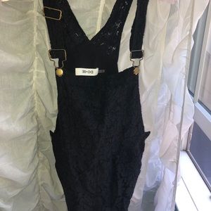 Black lace overalls